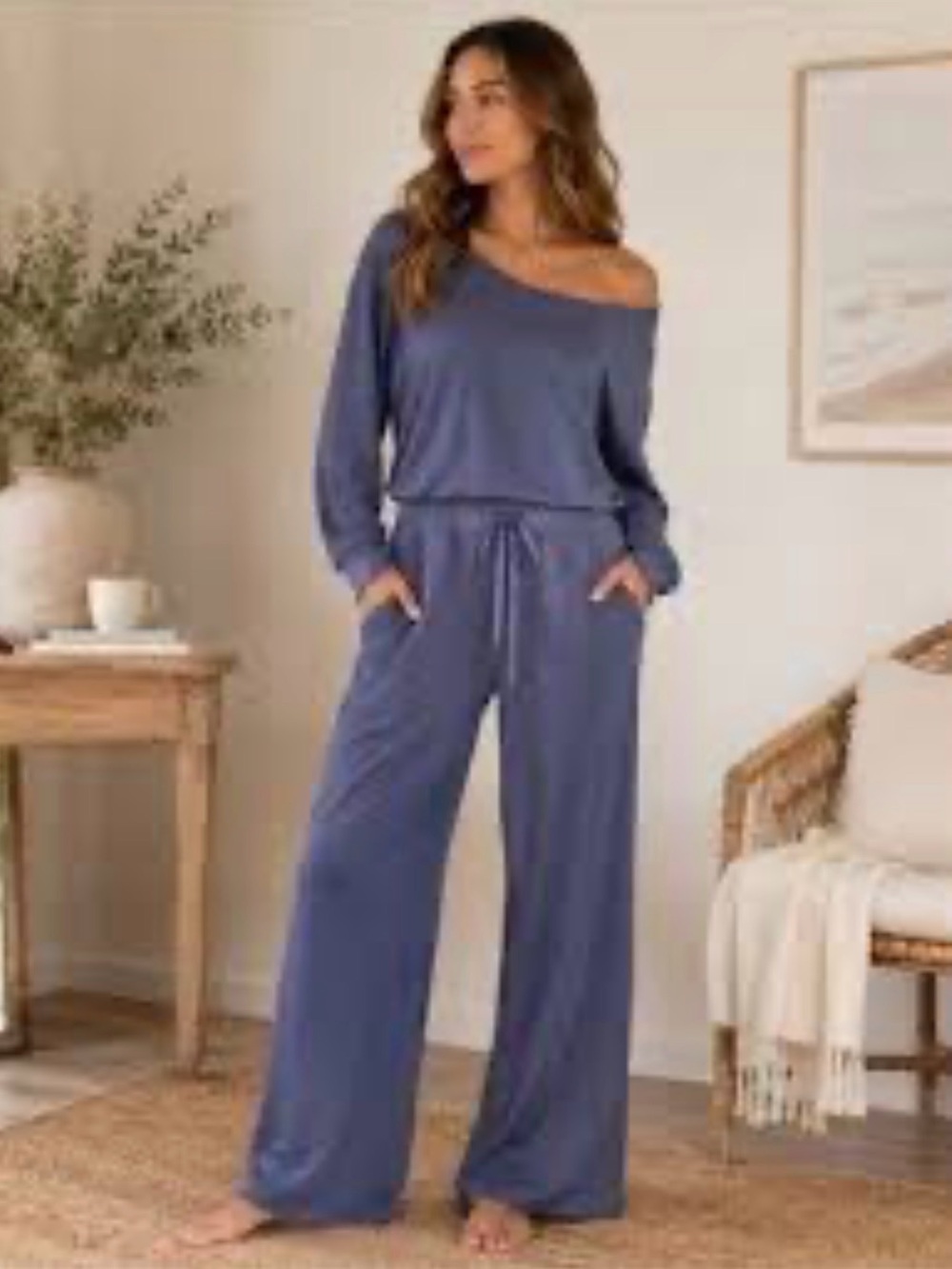Serra Wide-Leg One-Piece Jumpsuit - Blue